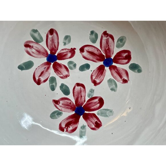 Bybee Pottery KY Christmas Poinsettia Flower Pink White Spongeware Mixing Bowl - Picture 6 of 16